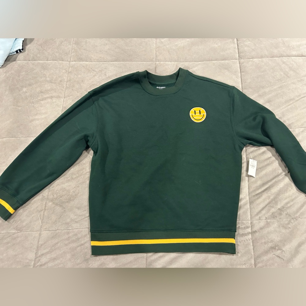 Old Navy Green Sweatshirt with Yellow Trim